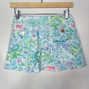 Lilly Pulitzer XXS Blue Green Madison Skort What A Lovely Place Print Shorts